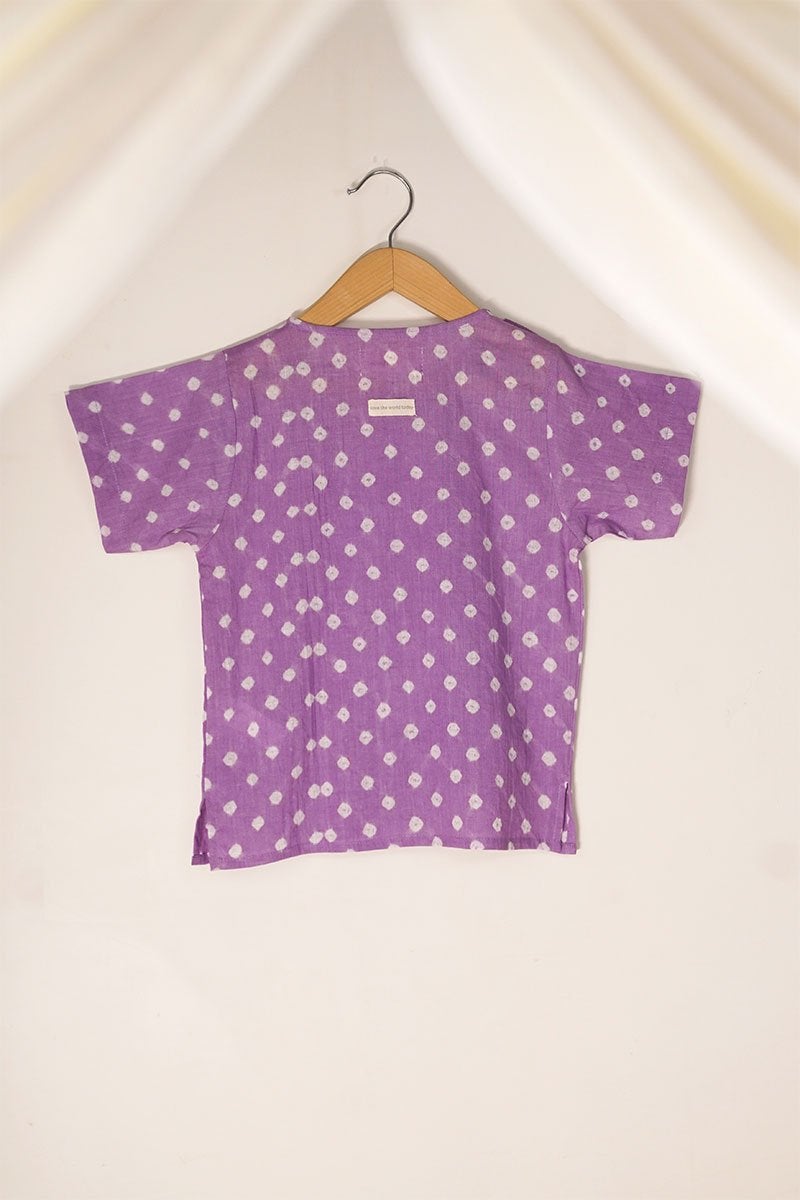 Buy Chuck A Wobbly' Unisex Bandhani Parsi Jhabla T-Shirt In Purple | Shop Verified Sustainable Kids Tops on Brown Living™