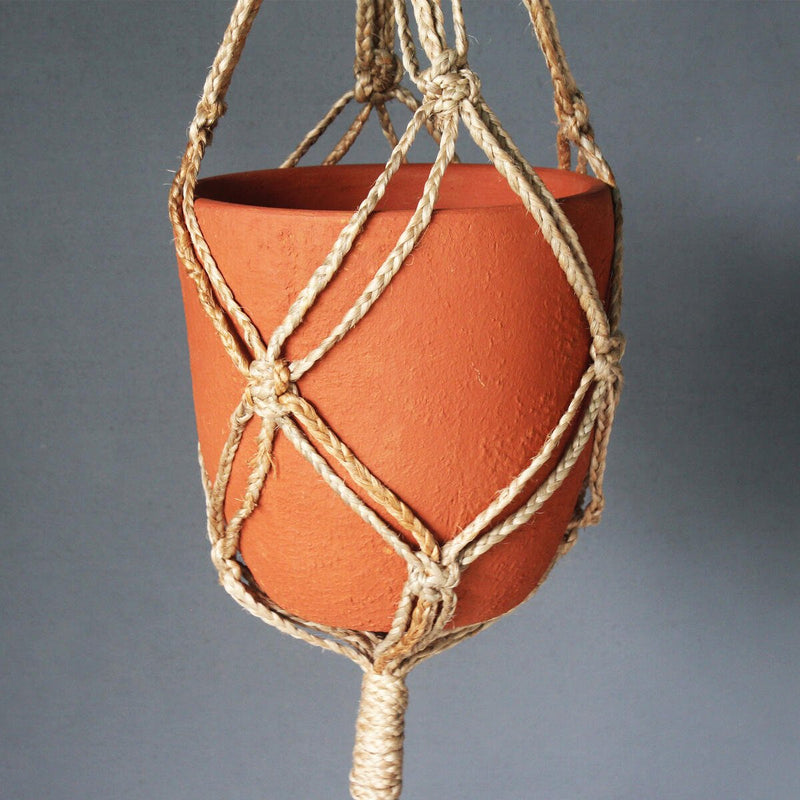 Buy Classic Terracotta Planter with Jute Macrame Hanger Design 4 | Shop Verified Sustainable Products on Brown Living