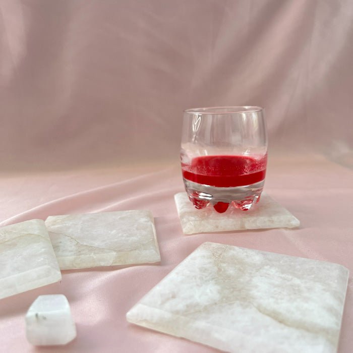 Buy Clear Quartz Square Coaster | Set of 4 | Shop Verified Sustainable Table Decor on Brown Living™