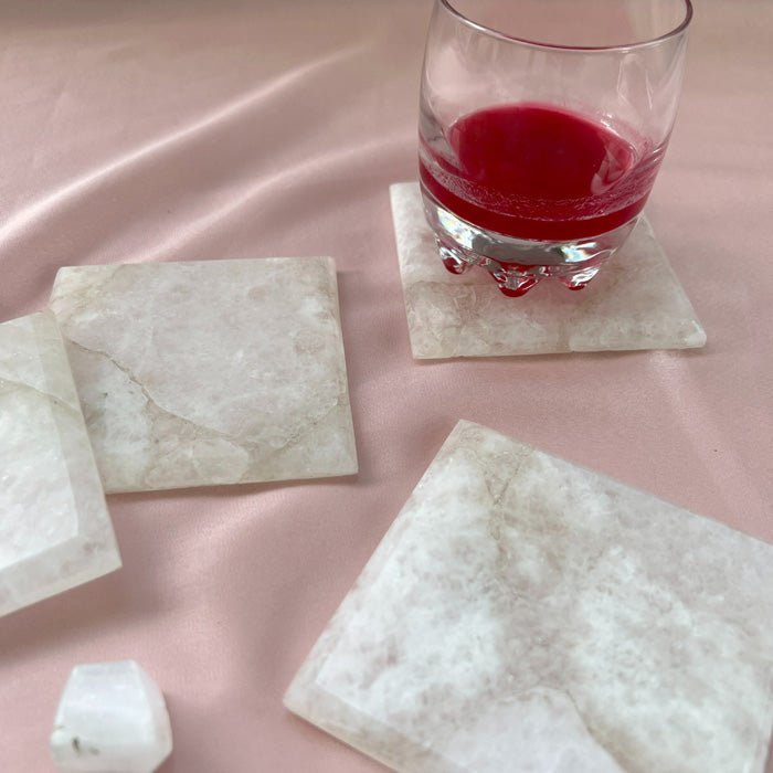 Buy Clear Quartz Square Coaster | Set of 4 | Shop Verified Sustainable Table Decor on Brown Living™