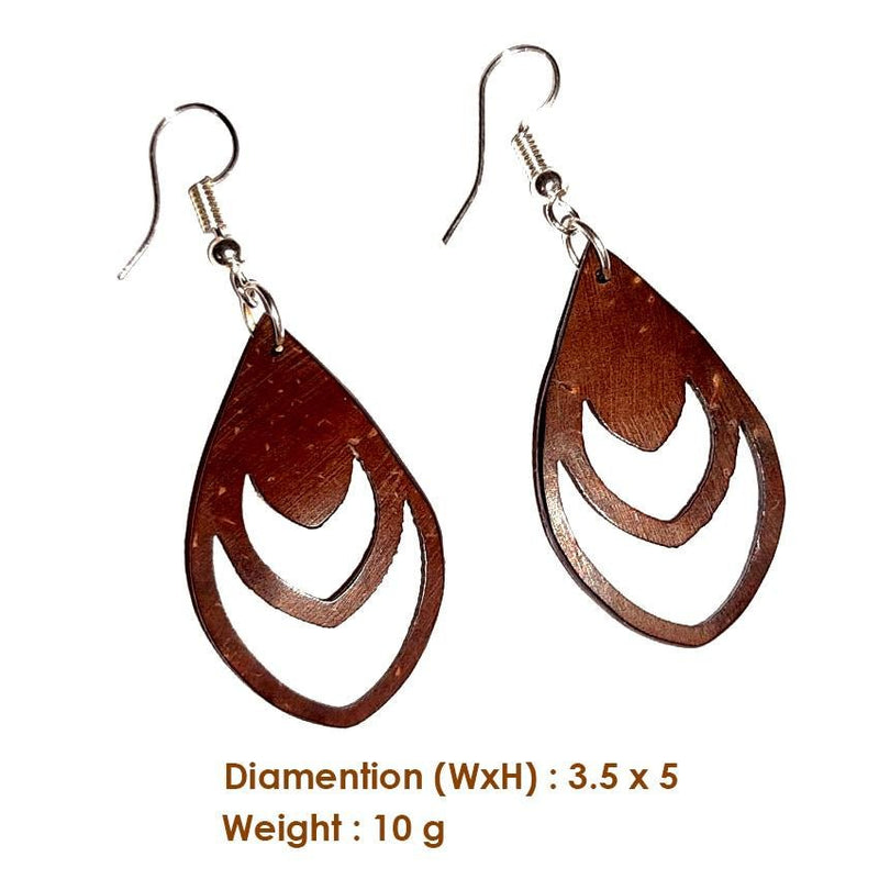 Buy Coconut Shell Earrings / Dangle Earrings/ Almond shape | Shop Verified Sustainable Womens Earrings on Brown Living™