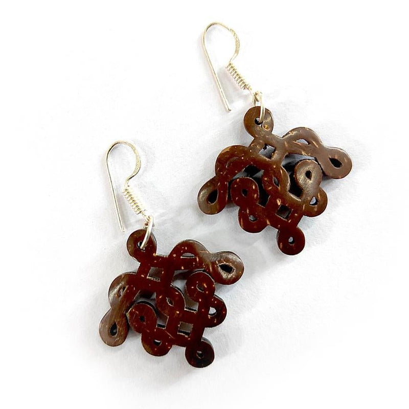 Buy Coconut shell Kolam Design Earrings | Shop Verified Sustainable Womens Earrings on Brown Living™