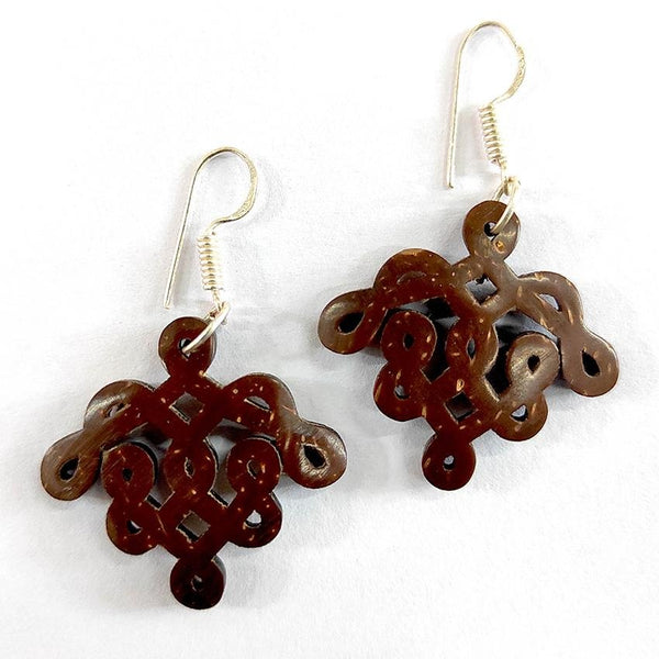 Buy Coconut shell Kolam Design Earrings | Shop Verified Sustainable Womens Earrings on Brown Living™