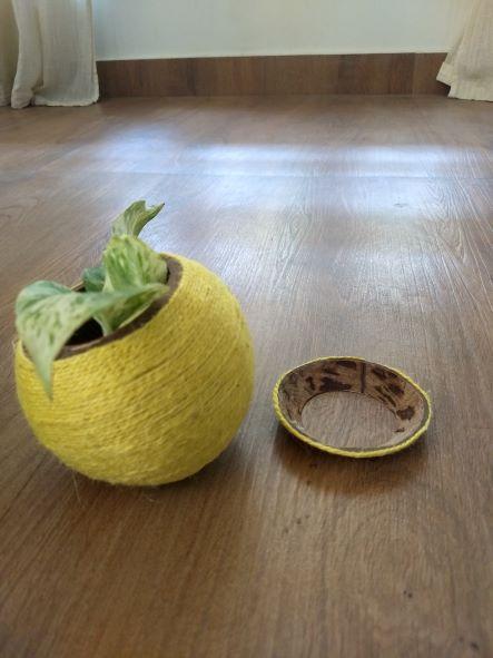 Buy Coconut Shell Planter woven with Jute thread | Shop Verified Sustainable Pots & Planters on Brown Living™