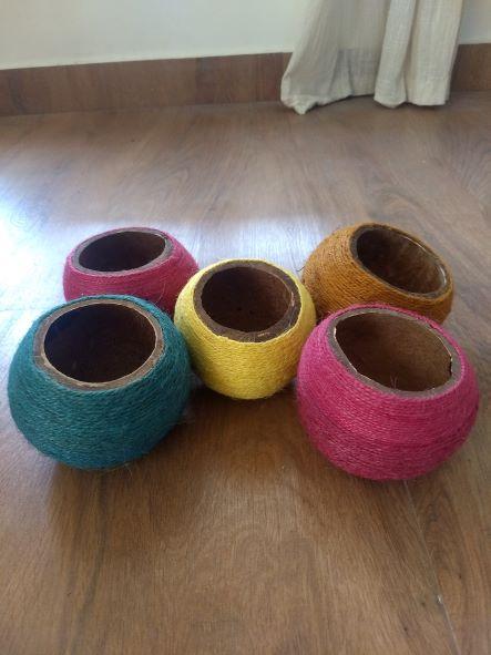 Buy Coconut Shell Planter woven with Jute thread | Shop Verified Sustainable Pots & Planters on Brown Living™