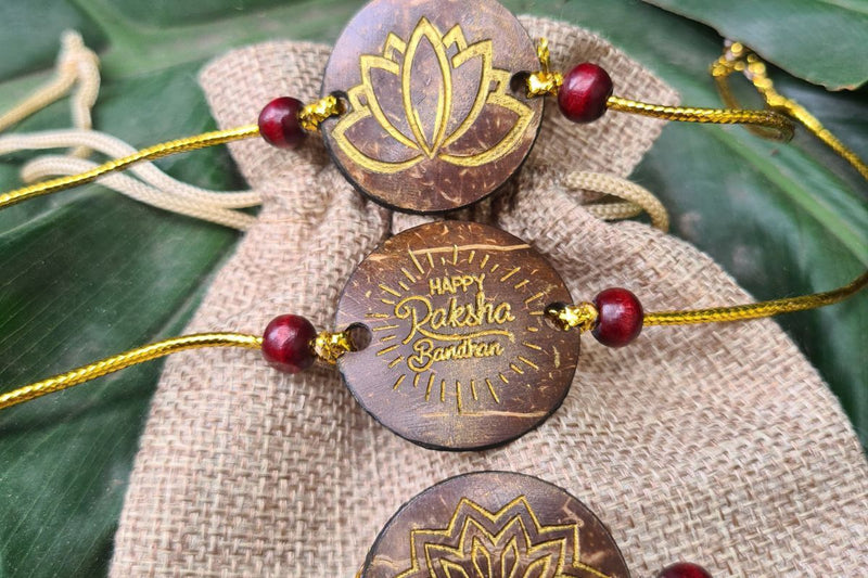 Buy Coconut Shell Rakhi, Jute Potli & Raksha Bandhan Card | Shop Verified Sustainable Rakhi on Brown Living™