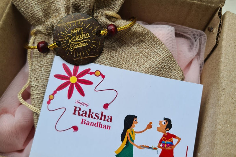 Buy Coconut Shell Rakhi, Jute Potli & Raksha Bandhan Card | Shop Verified Sustainable Rakhi on Brown Living™