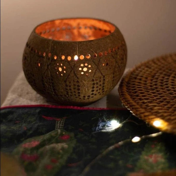 Buy Coconut Shell Tea Light Holder | Shop Verified Sustainable Products on Brown Living