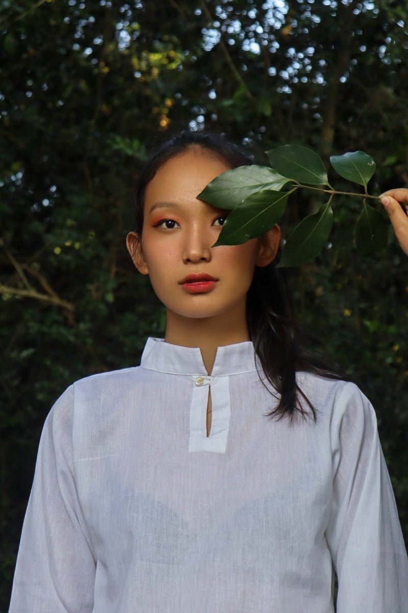 Buy Collared White Top | Organic Cotton | Shop Verified Sustainable Womens Top on Brown Living™