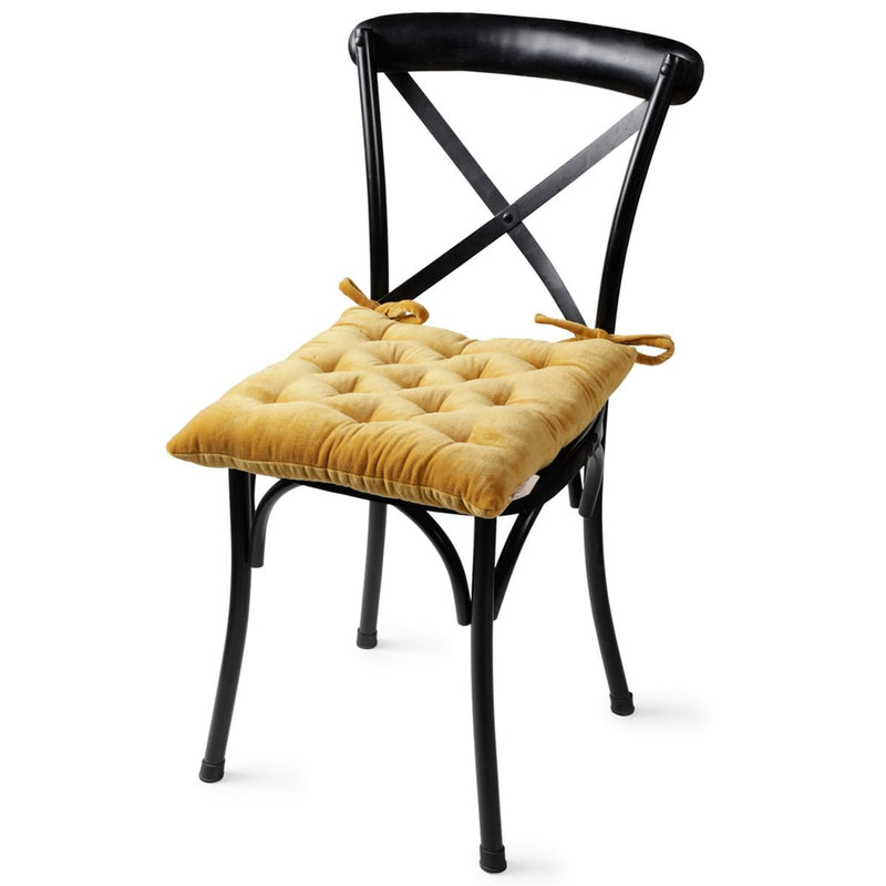 Buy Colour Blocking Velvet Chair Pad (Ocre) | Shop Verified Sustainable Pillow on Brown Living™