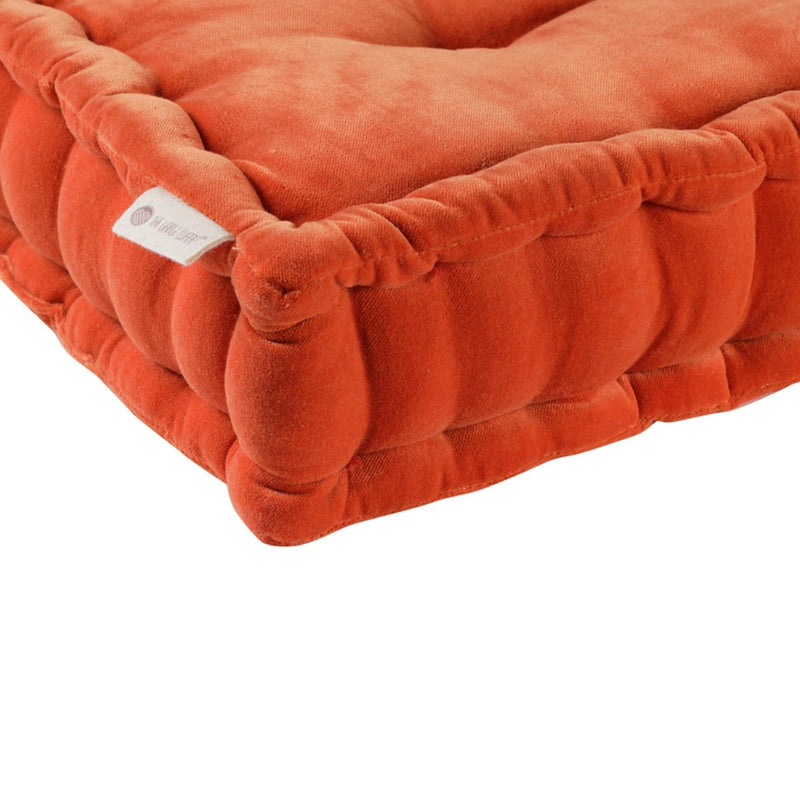 Buy Colour Blocking Velvet Floor Cusion (Orange Peel) | Shop Verified Sustainable Pillow on Brown Living™