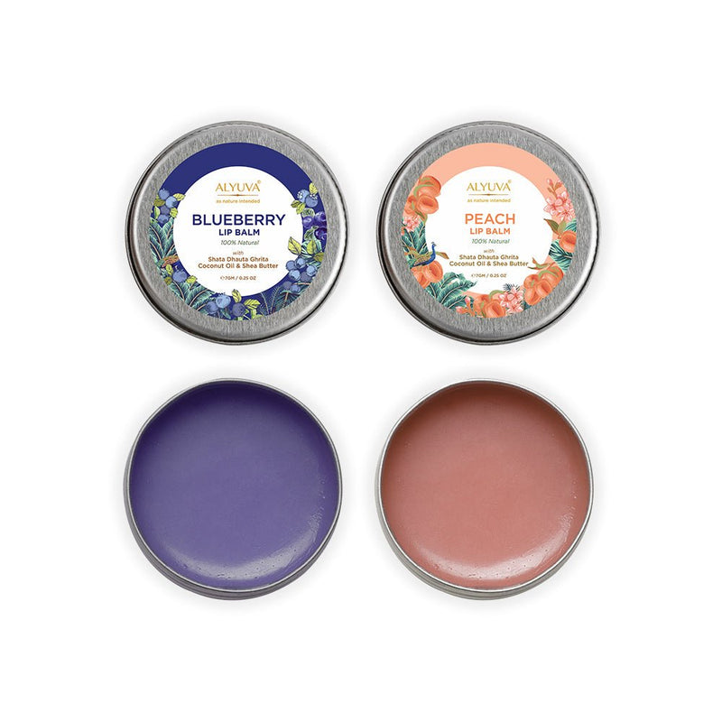 Buy Combo of Ghee Enriched 100% Natural Strawberry & Blueberry Lip Balms, 7gms Each | Shop Verified Sustainable Lip Balms on Brown Living™