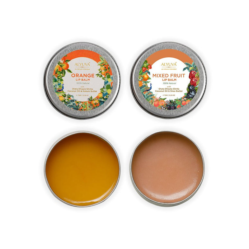 Buy Combo of Ghee Enriched 100% Natural Strawberry & Blueberry Lip Balms, 7gms Each | Shop Verified Sustainable Lip Balms on Brown Living™