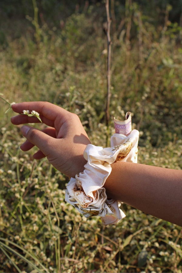 Copy of Eco-Printed Mashru Silk Hair Scrunchie | Verified Sustainable Hair Styling on Brown Living™