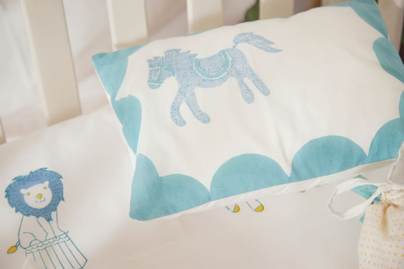 Buy Cot Bedding Set - I Am Going To The Circus - Teal | Shop Verified Sustainable Bed Linens on Brown Living™