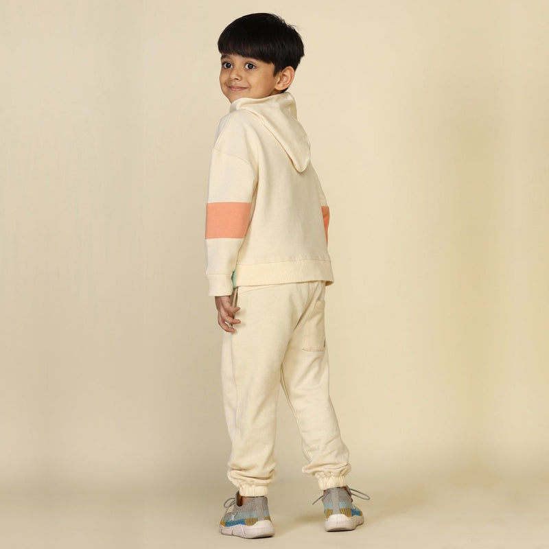 Buy Cream Unisex Joggers in Cotton Fleece | Planet First | Shop Verified Sustainable Kids Pajamas on Brown Living™