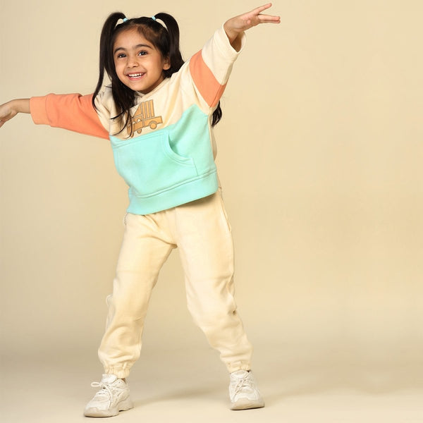 Buy Cream Unisex Joggers in Cotton Fleece | Planet First | Shop Verified Sustainable Kids Pajamas on Brown Living™