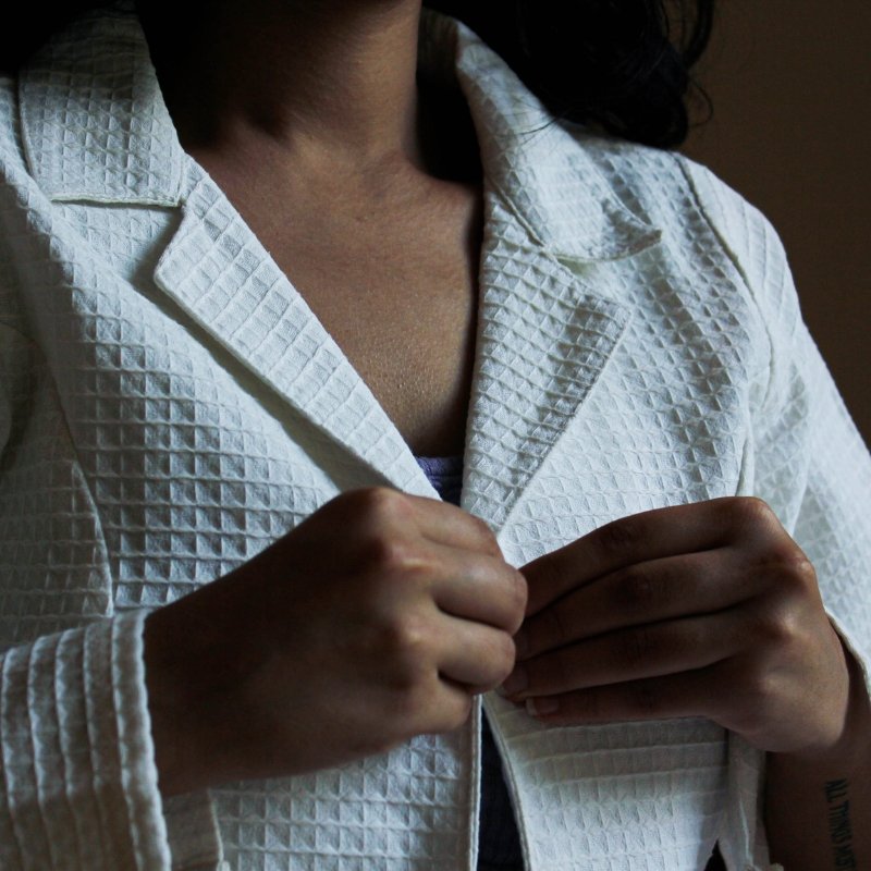 Buy Crisp Waffle White Jacket | Shop Verified Sustainable Womens Jacket on Brown Living™