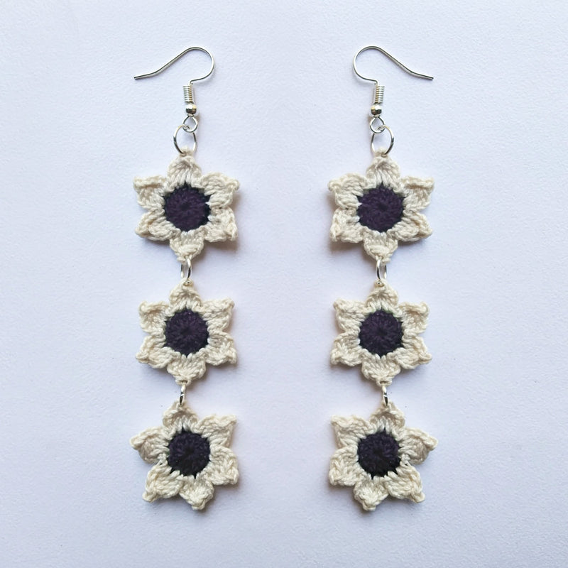 Crochet Floral Star Earrings | Blue | Verified Sustainable Womens earrings on Brown Living™