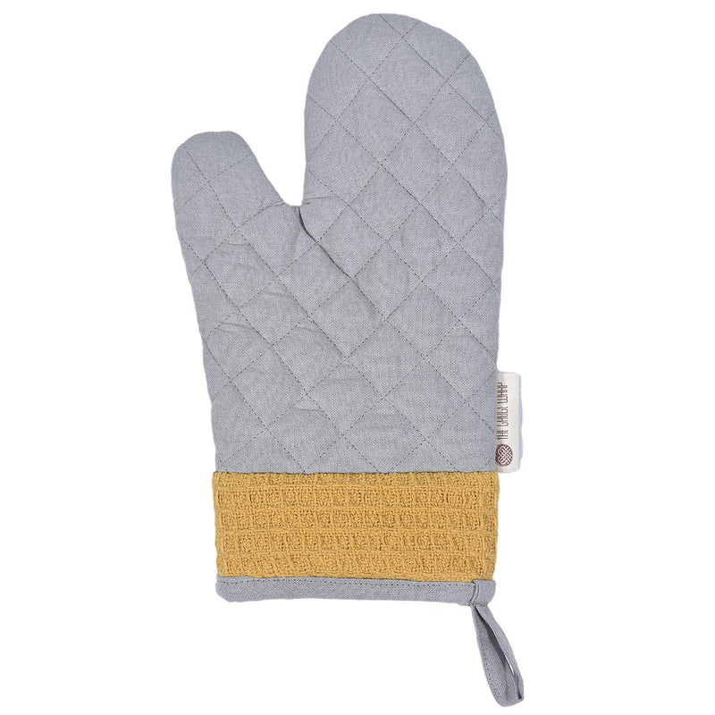 Buy Culinary Companions - Chic Grey & Ochre Glove & Pot Holder Combo | Shop Verified Sustainable Products on Brown Living