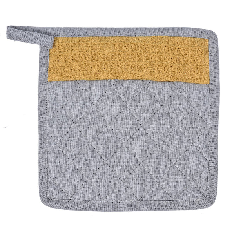 Buy Culinary Companions - Chic Grey & Ochre Glove & Pot Holder Combo | Shop Verified Sustainable Products on Brown Living