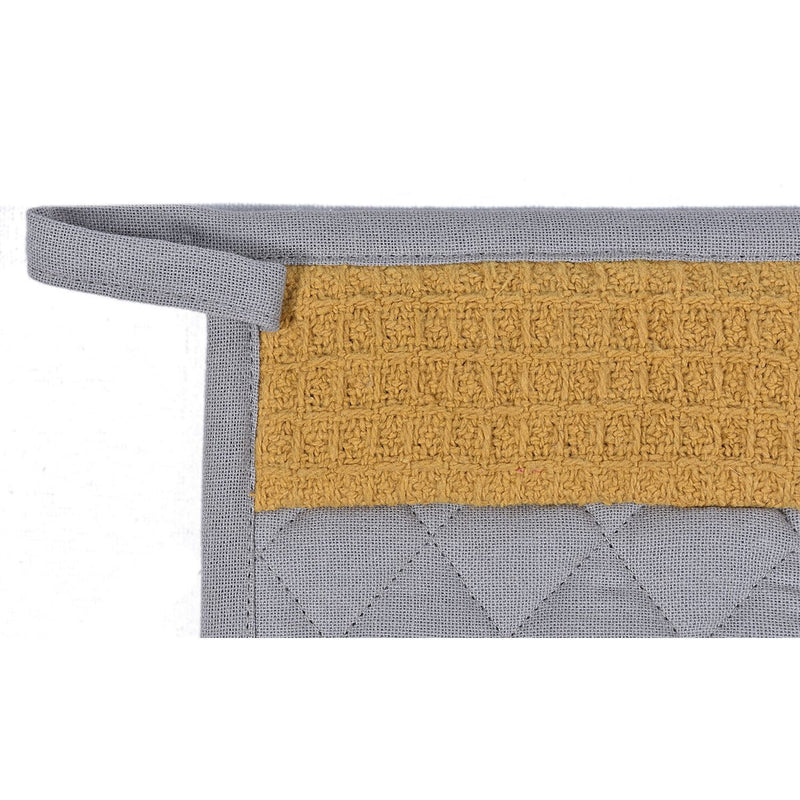 Buy Culinary Companions - Chic Grey & Ochre Glove & Pot Holder Combo | Shop Verified Sustainable Products on Brown Living