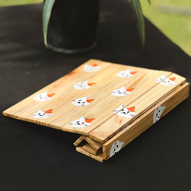 Buy Cute Catty Place Mat | Multipurpose | Natural Reclaimed Wood | Foldable | Stain-Proof | Shop Verified Sustainable Mats & Rugs on Brown Living™