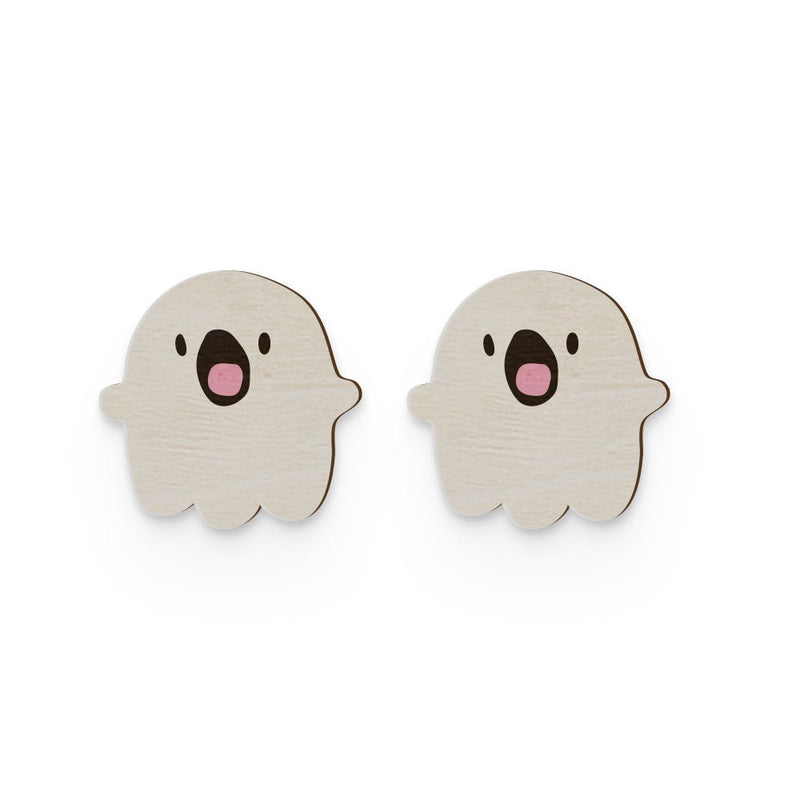 Buy Cute Ghost Hand Painted Wooden Earring | Shop Verified Sustainable Products on Brown Living