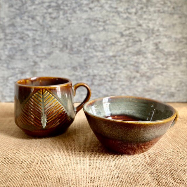 Buy Dakkan Mugs with Leaf Detailing | Shop Verified Sustainable Mugs on Brown Living™