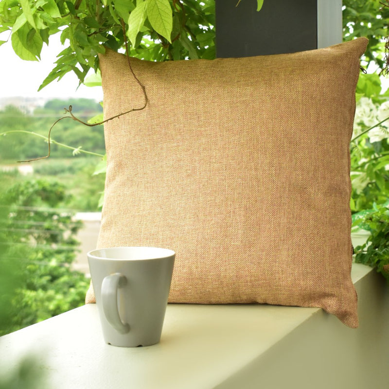 Buy Dark Brown Jute Cushion Cover 16x16 Inches | Shop Verified Sustainable Covers & Inserts on Brown Living™