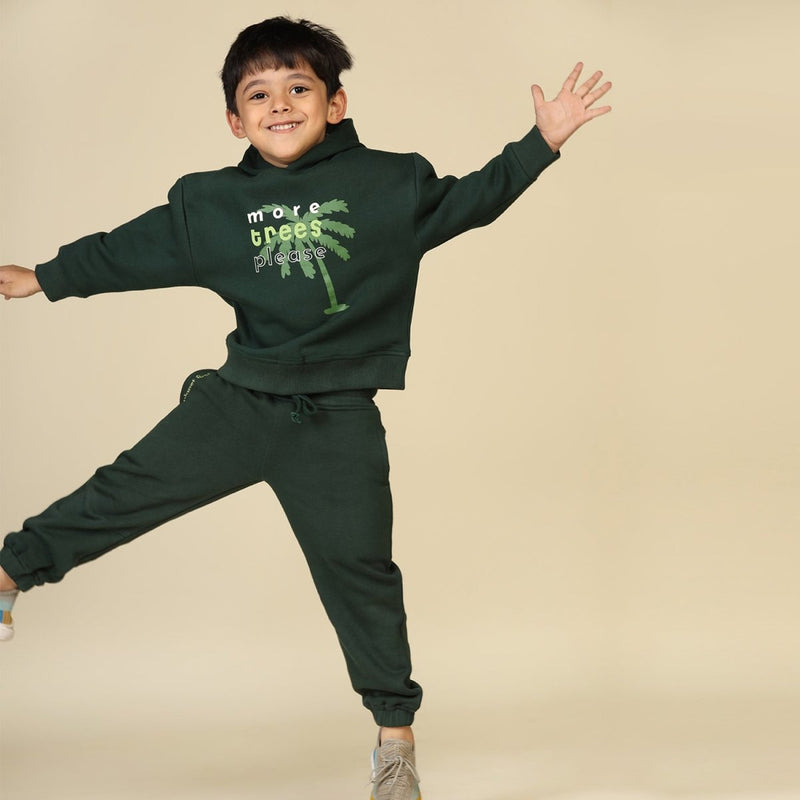 Buy Dark Green Unisex Joggers in Cotton Fleece | Planet First | Shop Verified Sustainable Kids Pajamas on Brown Living™