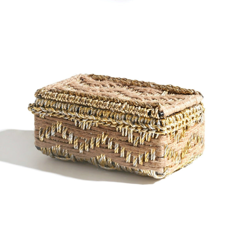 Buy Delilah Jute & Gold Box | For storage & gifting | Shop Verified Sustainable Baskets & Boxes on Brown Living™