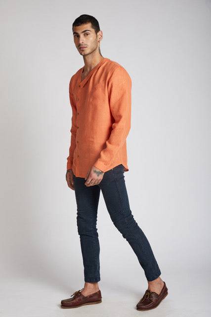 Buy Delta Asymmetric Shirt Orange | Shop Verified Sustainable Mens Shirt on Brown Living™