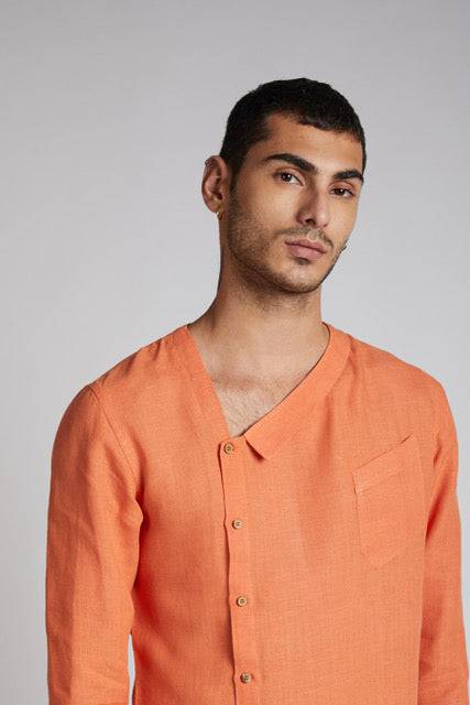 Buy Delta Asymmetric Shirt Orange | Shop Verified Sustainable Mens Shirt on Brown Living™