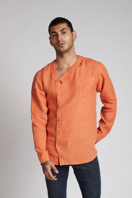 Buy Delta Asymmetric Shirt Orange | Shop Verified Sustainable Mens Shirt on Brown Living™