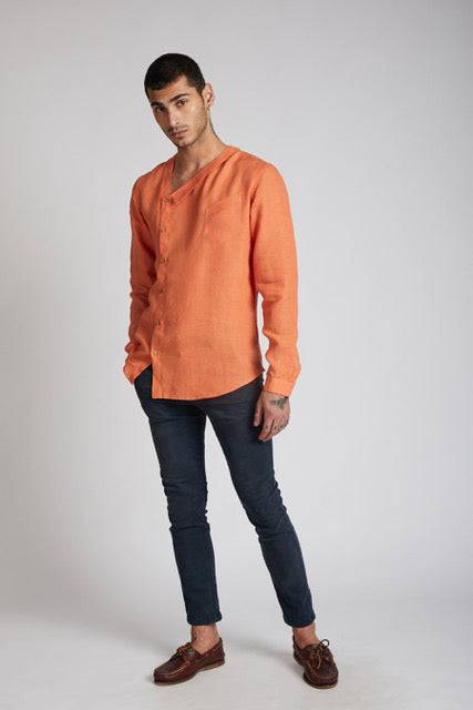 Buy Delta Asymmetric Shirt Orange | Shop Verified Sustainable Mens Shirt on Brown Living™