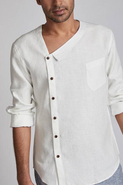 Buy Delta Asymmetric Shirt White | Shop Verified Sustainable Mens Shirt on Brown Living™