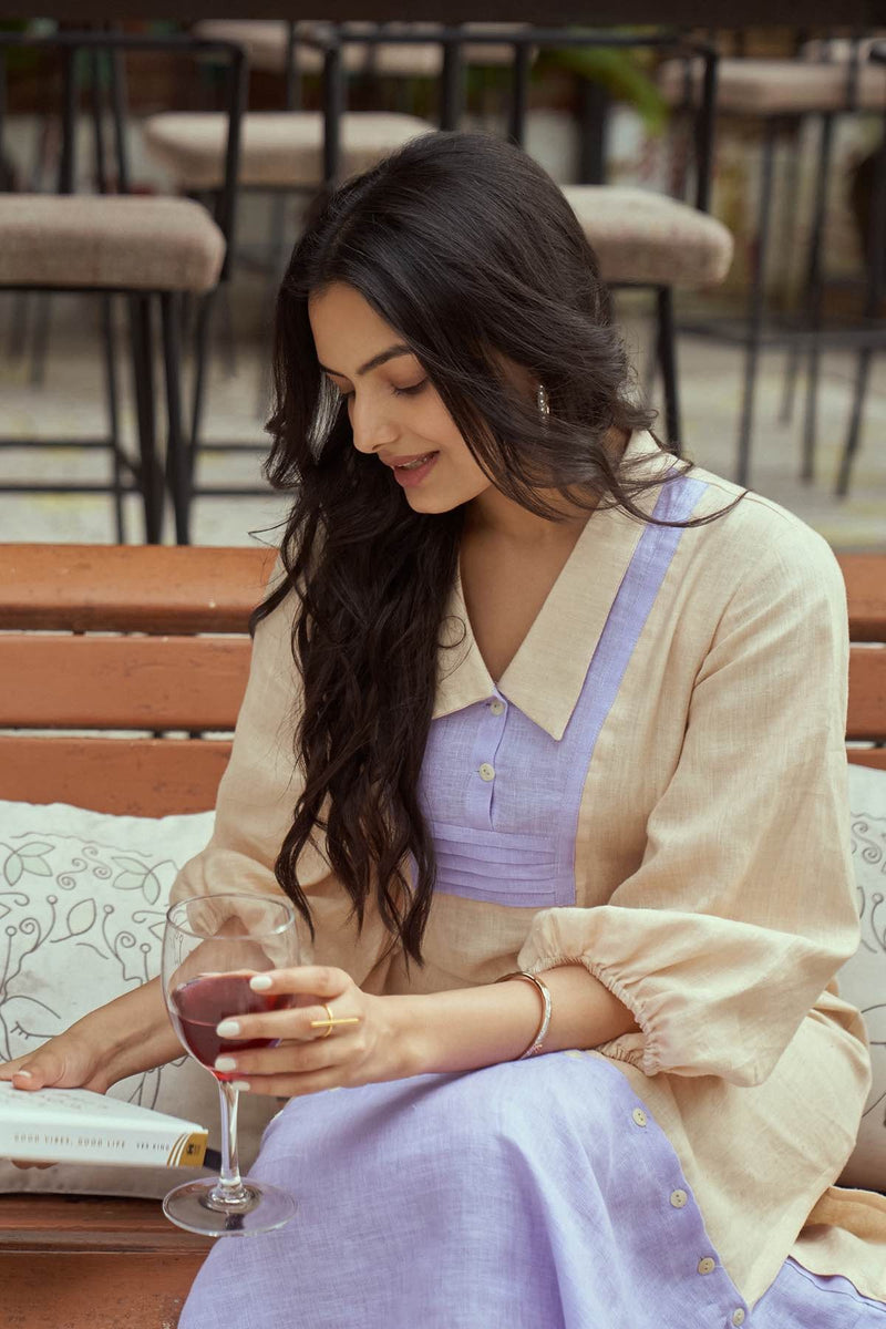 Dreamy Lavender Detachable Hemp and Linen Dress | Verified Sustainable Womens Dress on Brown Living™