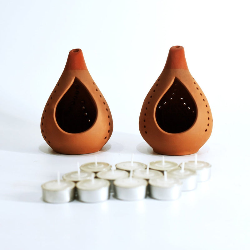 Buy Droplet Handmade Candle Holder- Set Of 2 with Free Soywax Tealights | Shop Verified Sustainable Candles & Fragrances on Brown Living™