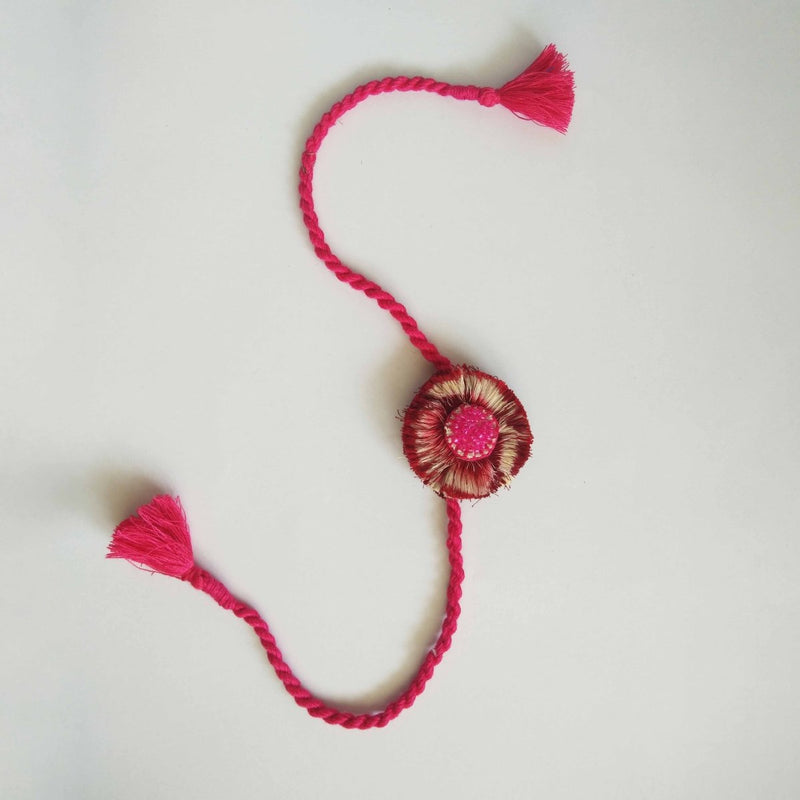 Buy Dual Avtar Pink Ikat Rakhi | Shop Verified Sustainable Rakhi on Brown Living™