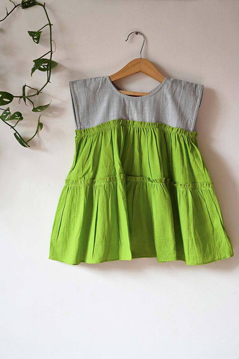 Buy Earth Child' Tiered Maxi In Green | Shop Verified Sustainable Kids Frocks & Dresses on Brown Living™