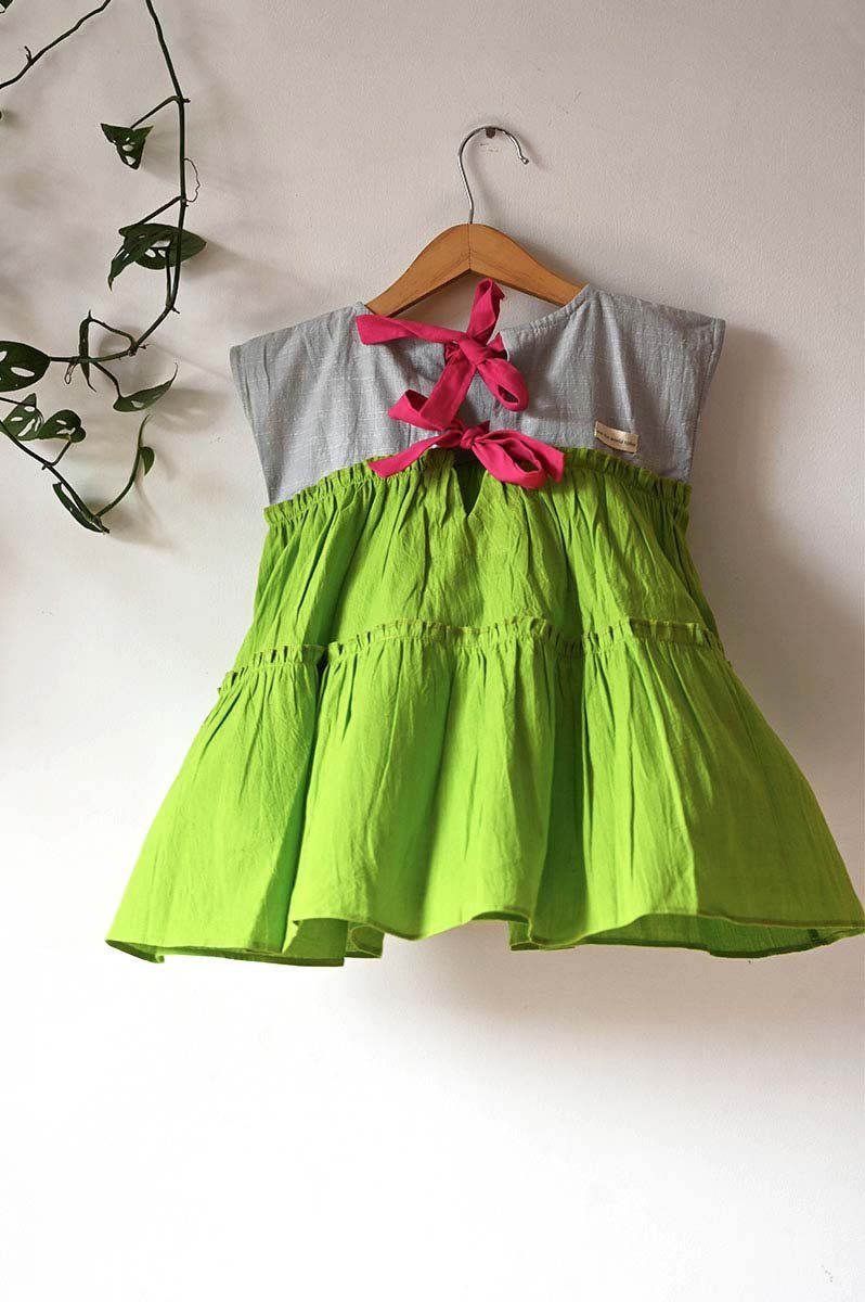 Buy Earth Child' Tiered Maxi In Green | Shop Verified Sustainable Kids Frocks & Dresses on Brown Living™