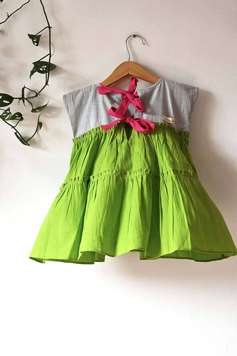 Buy Earth Child' Tiered Maxi In Green | Shop Verified Sustainable Kids Frocks & Dresses on Brown Living™