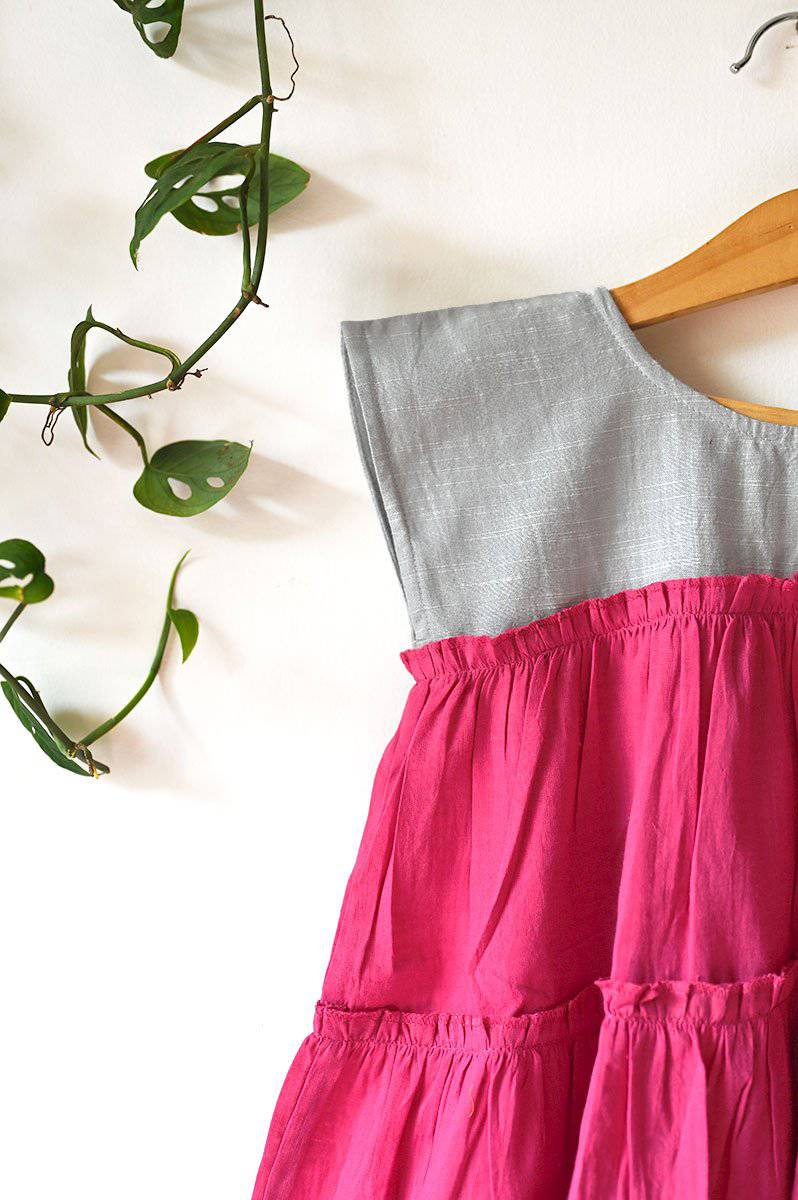 Buy Earth Child' Tiered Maxi In Pink | Shop Verified Sustainable Kids Frocks & Dresses on Brown Living™