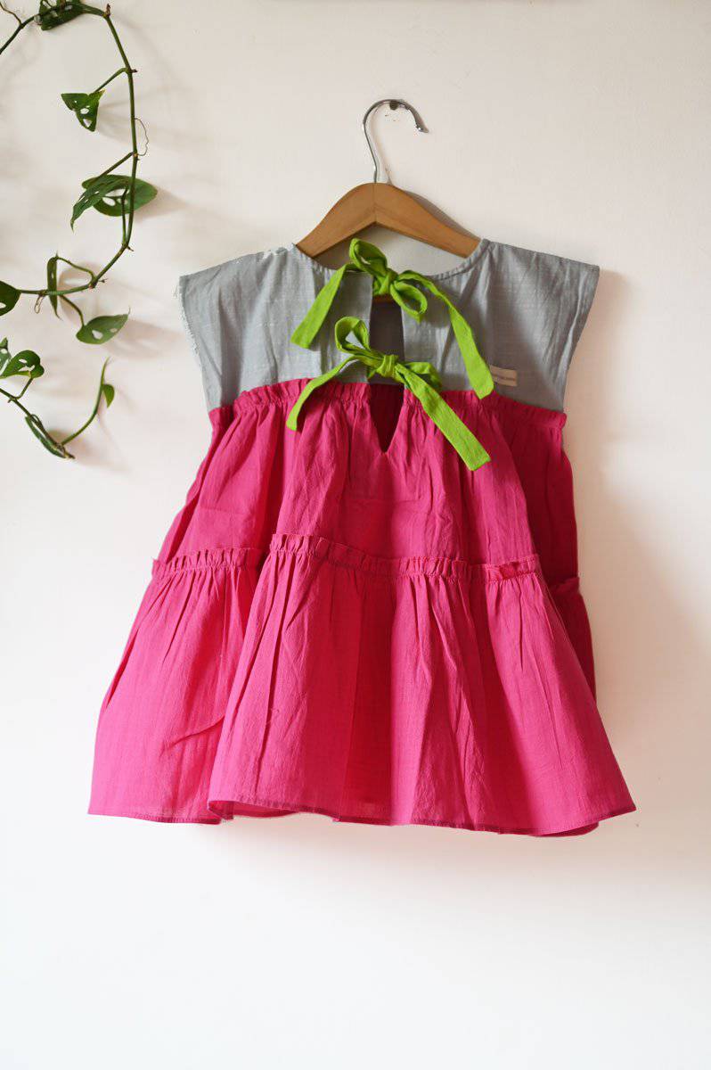 Buy Earth Child' Tiered Maxi In Pink | Shop Verified Sustainable Kids Frocks & Dresses on Brown Living™