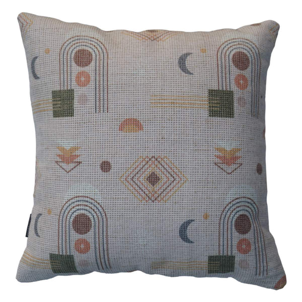 Buy Earthy Elegance Printed Jute Boho Cushion Cover 18X18 inches | Shop Verified Sustainable Covers & Inserts on Brown Living™