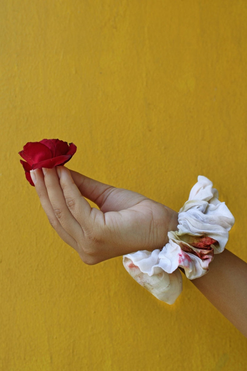 Eco-Printed Cotton Zipper Scrunchie | Verified Sustainable Hair Styling on Brown Living™