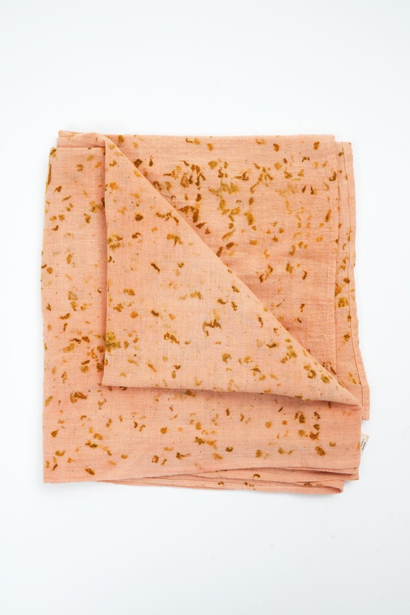 Buy Eco-printed Kala Cotton Stole - Peach with Yellow | Shop Verified Sustainable Womens Scarf on Brown Living™