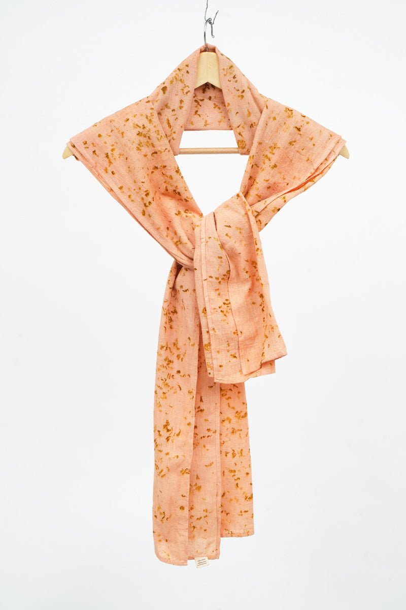 Buy Eco-printed Kala Cotton Stole - Peach with Yellow | Shop Verified Sustainable Womens Scarf on Brown Living™