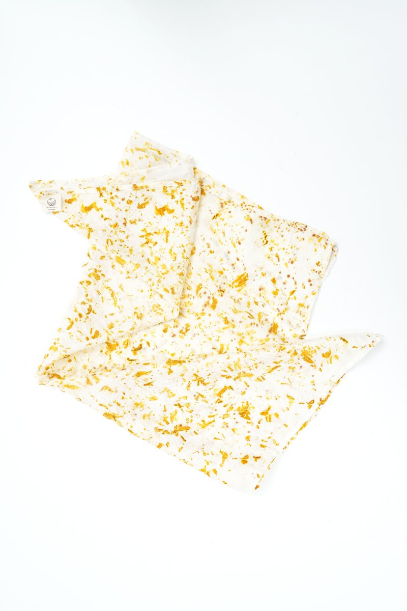 Buy Eco-printed Silk Bandana - White with Mustard Yellow | Shop Verified Sustainable Womens Accessories on Brown Living™